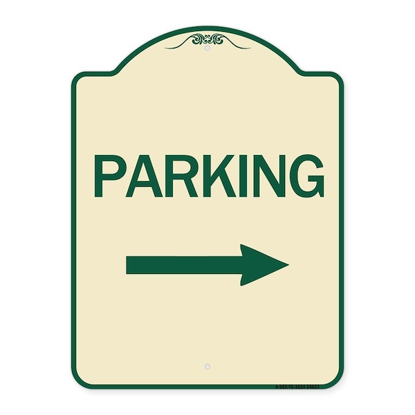 Signmission Parking With Right Arrow Heavy-Gauge Aluminum Architectural Sign, 24" x 18", TG-1824-24623 A-DES-TG-1824-24623 - main